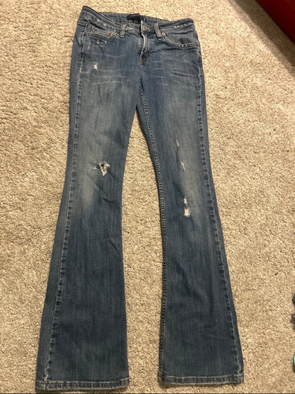 Levi's Women's Blue Flared Jeans with Light Distressing